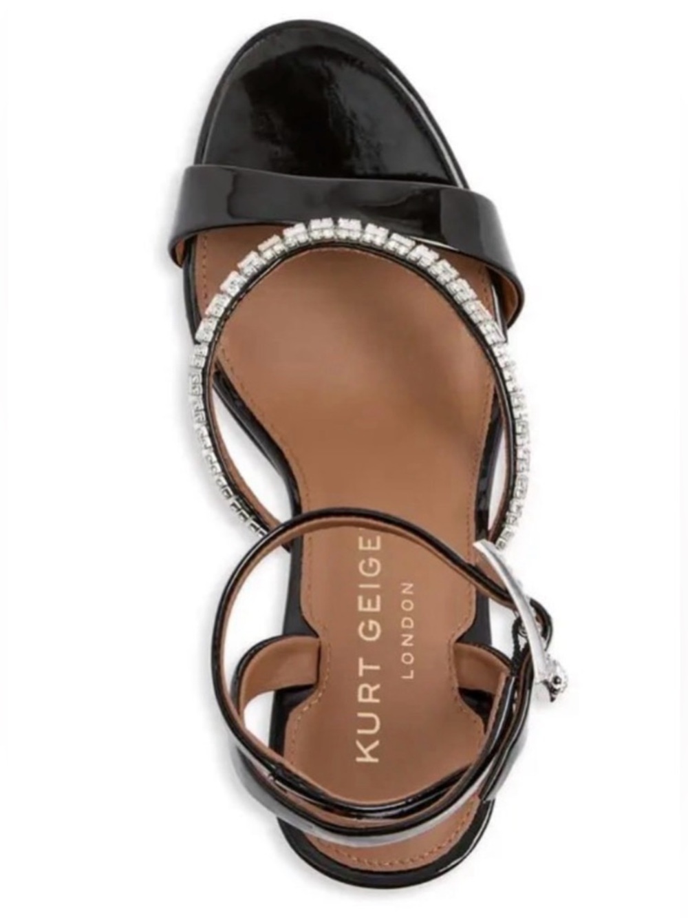 NIB [Kurt Geiger] Black Patent Crystal Strap Dress Sandals Women’s US 7.5 or 9 - Picture 9 of 11